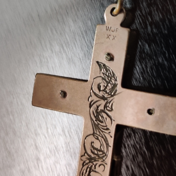 Antique 1909 Brass and Amethyst Glass Rosary - Picture 12 of 13